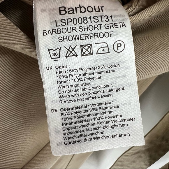 Barbour Greta Showerproof Trench Coat
Size 12 NEW! - Picture 4 of 7
